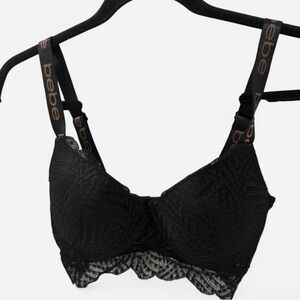 Bebe Black Patterned Lace Bra